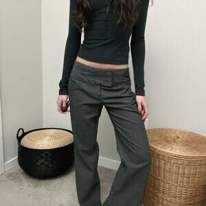 y2k vintage gray low rise minimalist office siren wide flare leg trousers pants